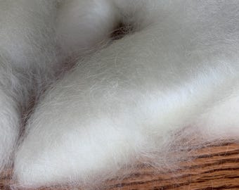Cabello peinado a mano, mecha de mohair blanco, 8 oz.
