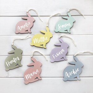Bunny Easter basket tag- bunny shaped Easter tag- Easter basket name tag- custom wood tags- Easter tag- easter basket name tag- personalized