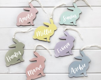 Bunny Easter basket tag- bunny shaped Easter tag- Easter basket name tag- custom wood tags- Easter tag- easter basket name tag- personalized