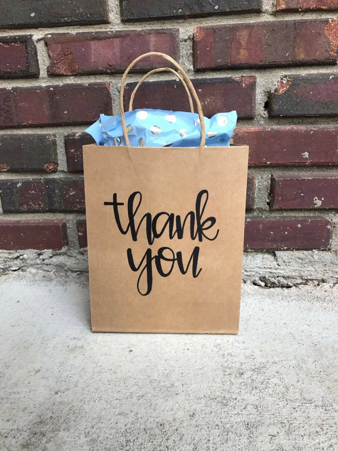 Gift Bag Thank You Custom Hand Lettered Gift Bag Etsy