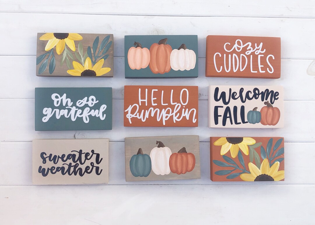 Fall Table Sign Fall Sign- Mini Fall Sign- Fall Tiered Tray- Pumpkin Sign- Fall Decor ...