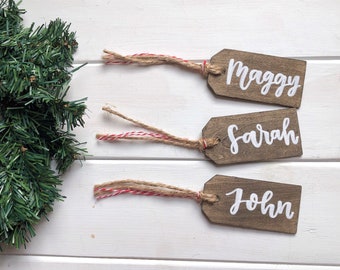 Stocking name tags- name tags for stockings- personalized name tags for stockings hand lettered- wood stocking tag personalized stocking tag