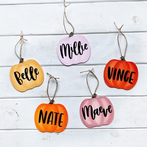 Pumpkin tag- wood pumpkin Halloween tag- boo basket tags- halloween basket tags- personalized Halloween name tag- name tag Halloween basket