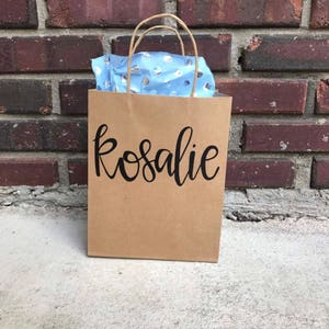 Custom gift bag- personalized gift bag- lettered gift bag- kraft gift bag- custom name bag- wedding gift bad- bridesmaids gift- custom image 1