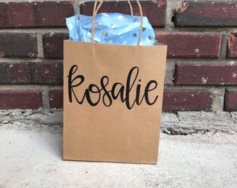 Custom gift bag- personalized gift bag- lettered gift bag- kraft gift bag- custom name bag- wedding gift bad- bridesmaids gift- custom