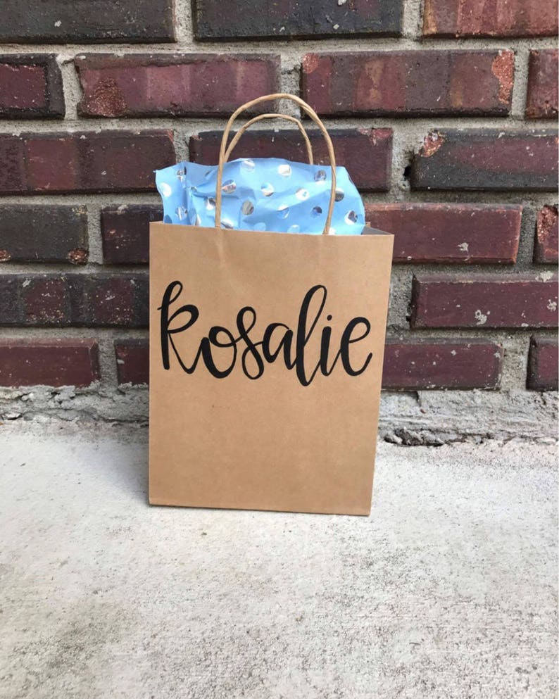 Custom gift bag- personalized gift bag- lettered gift bag- kraft gift bag- custom name bag- wedding gift bad- bridesmaids gift- custom image 1
