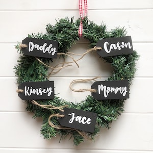 Stocking name tags- name tags for stockings- personalized name tags for stockings- hand lettered- black and white- personalized stocking tag