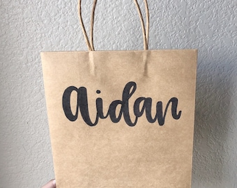 Bridesmaid gift bags- custom name gift bags- bridesmaid proposal gift bag personalized hand lettered wedding party gift bags-custom gift bag