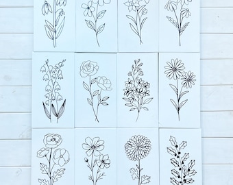 Birth flower sign- Mothers Day gift for grandma gift for mom- custom birth flower personalized gift family flower birth month art flower mom