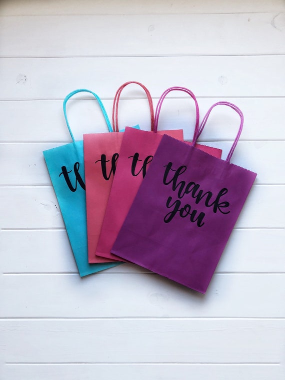 Thank you gift bag- Gift bag- thank you custom hand lettered gift bag- personalized thank you gift bag- kraft paper bag- thank you gift- bag