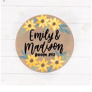 Dorm Room Door Sign- Dorm Room Name Sign- Round Sign Door Hanger ...
