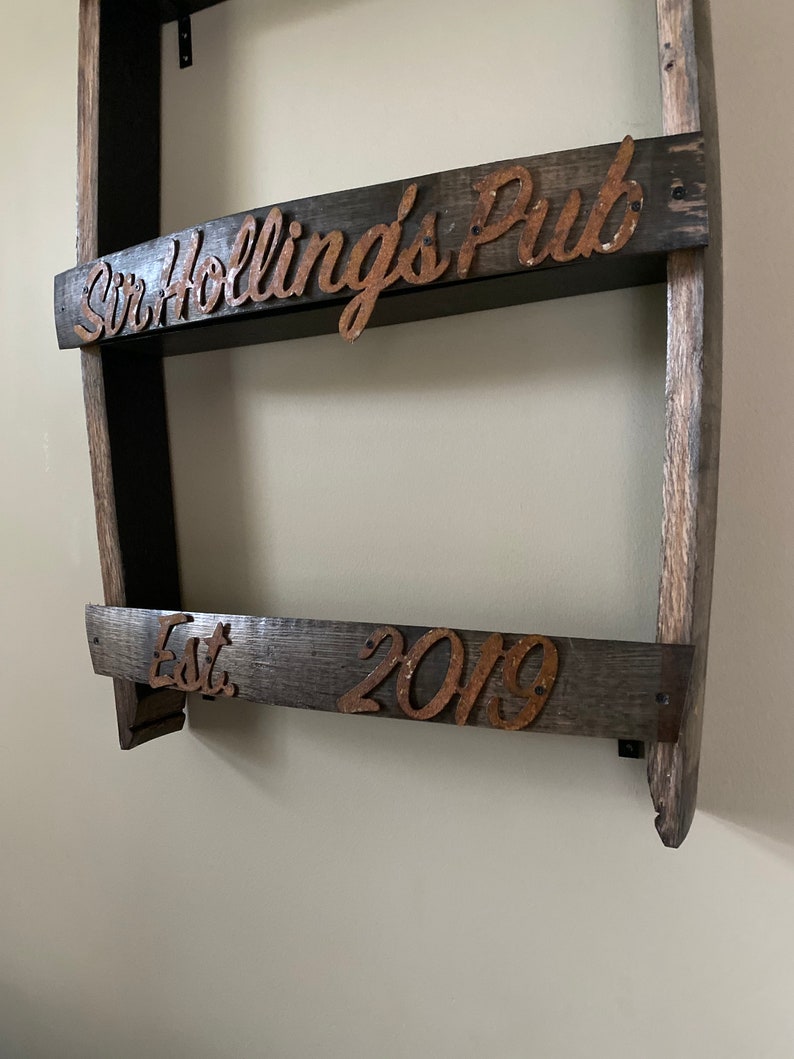 Barrel Shelf Wood Bar Shelf Stave Shelf Bourbon Barrel Etsy