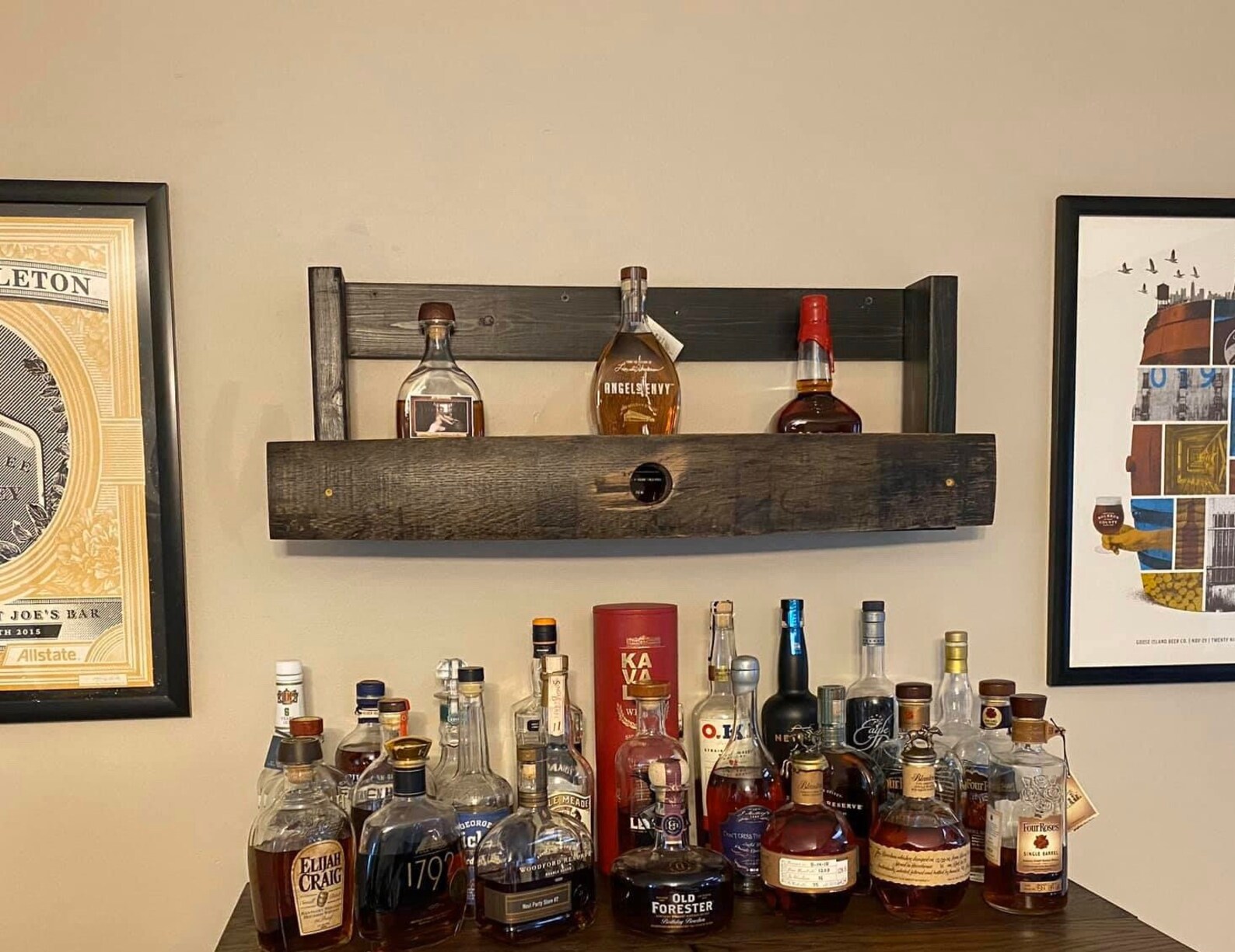 Whiskey Bourbon Barrel Stave Bar Back Shelf Etsy