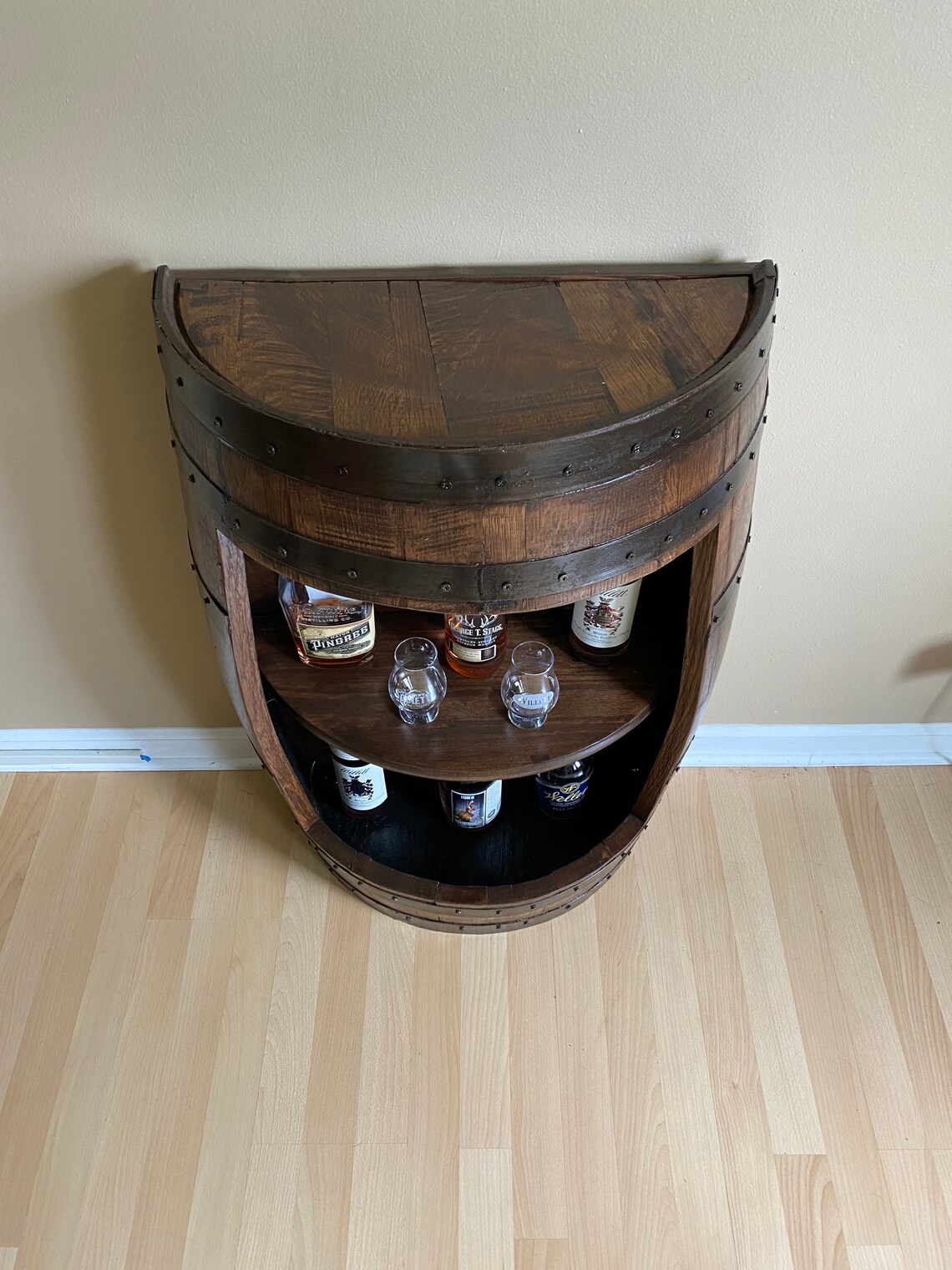 Vintage Bourbon Half Barrel Liquor Home Bar Etsy