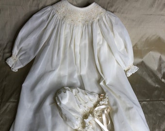 Ivory Voile Bishop Christening Gown with Petticoat and Bonnet