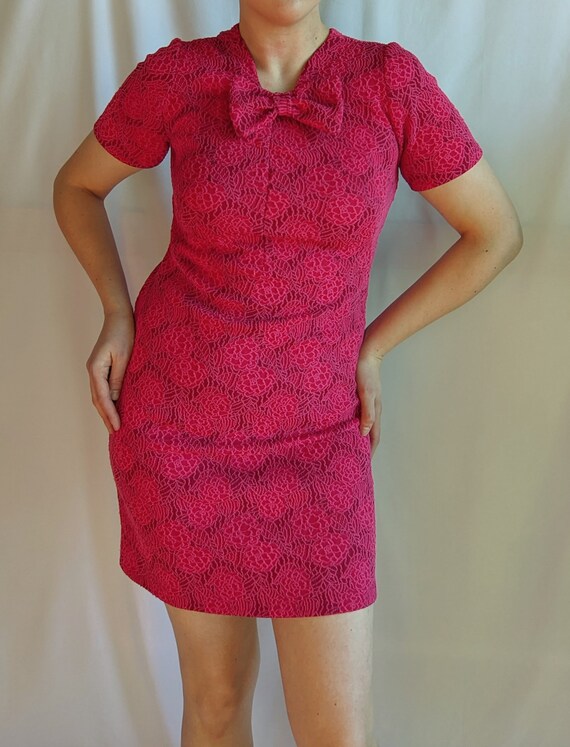 Vintage 1960s Double Knit Polyester Bow Dress - image 5