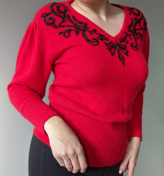 Vintage 1980s Susann D Beaded Sweater - image 4