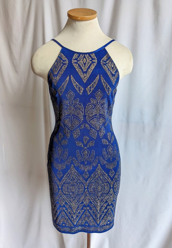 Vintage Y2K Jump Apparel Blue Glitter Dress