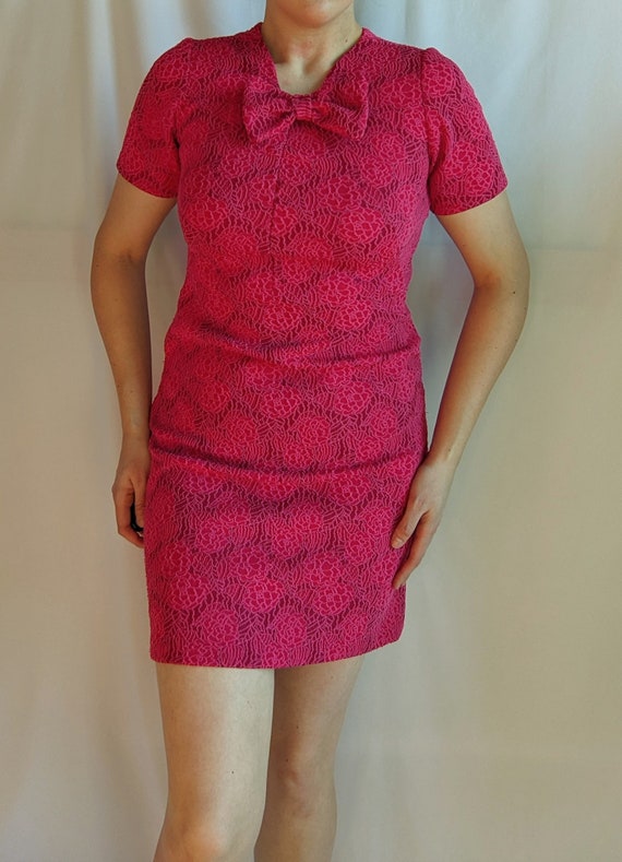 Vintage 1960s Double Knit Polyester Bow Dress - image 2