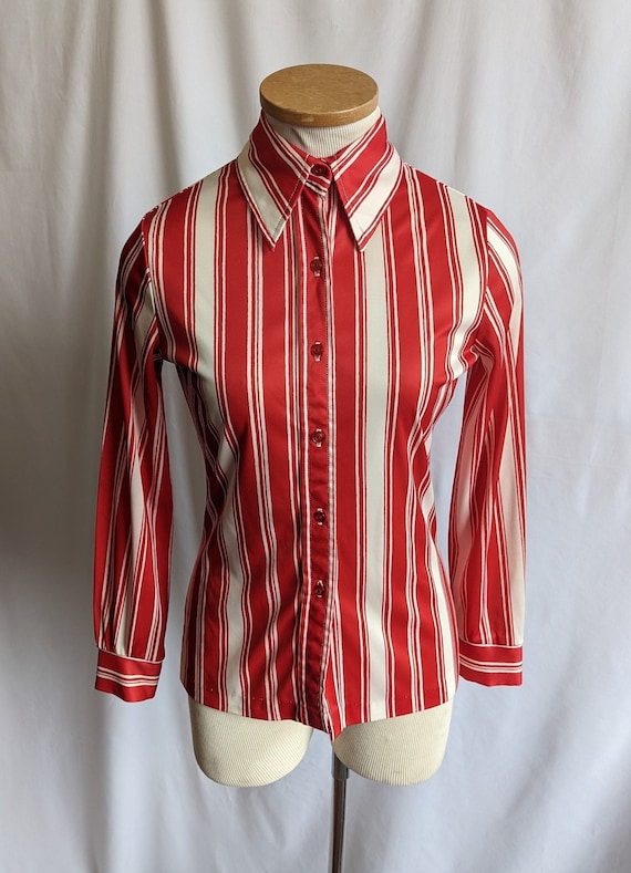 Vintage 1970s Jack Winter Candy Striped Blouse