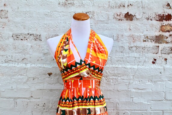 Vintage Boho Halter Dress 1970s