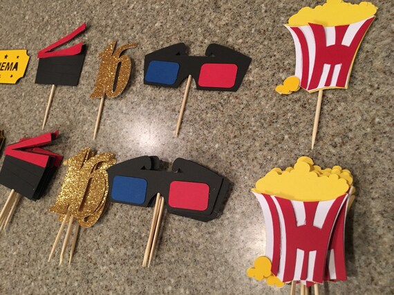 Movie Cupcake Toppers Theatre Cupcake Toppers Movie Party Etsy