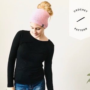CROCHET PATTERN | Sass Messy Bun Skully Crochet Pattern | Beginner Crochet Pattern | PDF Download | Crochet Ponytail Hat Pattern