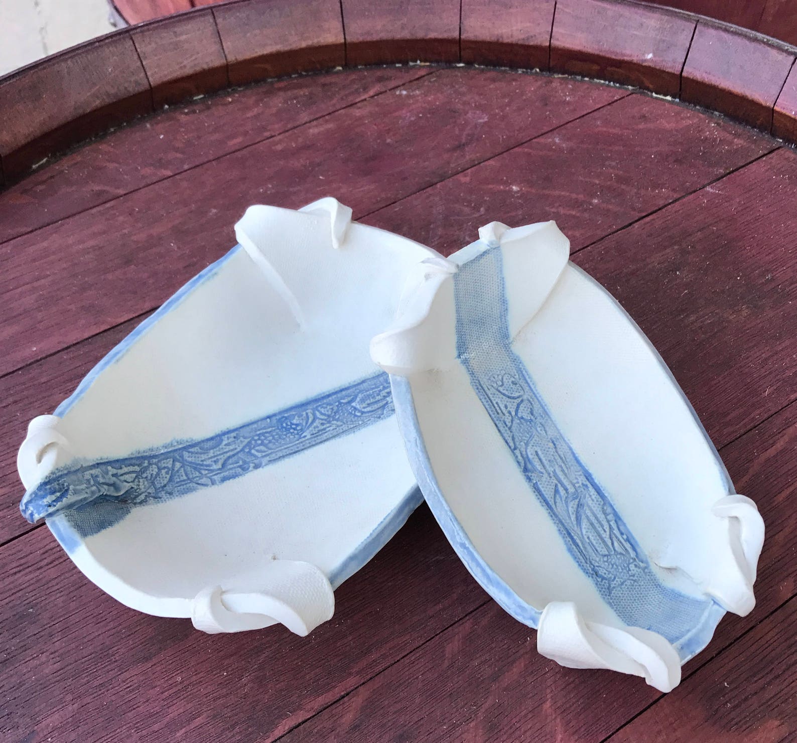 Blue and White Turtle Shell Bowls Set of 2 Etsy