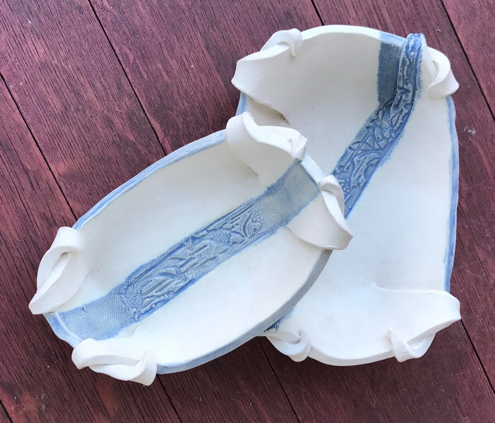 Blue and White Turtle Shell Bowls Set of 2 Etsy