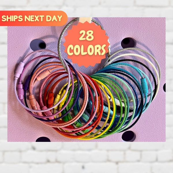 Stainless Steel Wire Rings | Luggage Tag Rings | Colored Keyrings | Bulk Cable Keychain | Colored Metal Loop | Accessory Ring for Bogg Bag