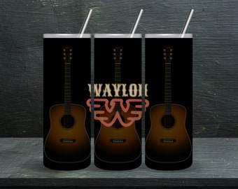 Waylon Jennings Tumbler PNG, Guitar Tumbler Sublimation Design, Waylon Tumbler Wrap PNG, Outlaw Country Tumbler Sublimation, Waylon download