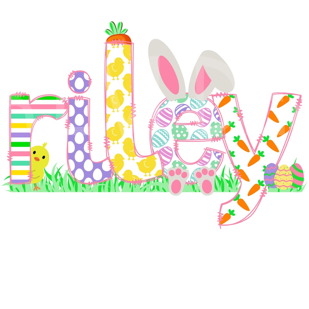 Easter Bunny Name Tag PNG Design, Personalized Spring Letters for ...