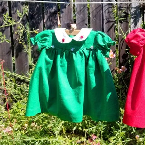 Baby Heirloom Vintage Style Dres size 0-3 M in green.  More sizes and red option available by request.