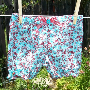 Teal and Red Floral Baby Bloomers - 6-12 M