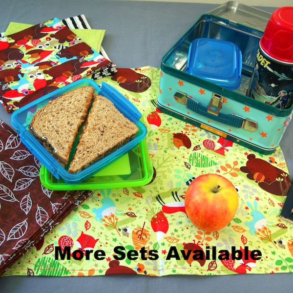 School Lunch Cloth Napkins, Set of 5, Choose Your Colors, Eco Friendly, Paperless, No Waste