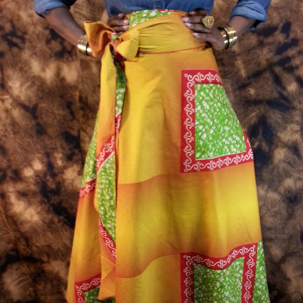 SHOP AFRICAN Wax Print Maxi  SKIRTS High Waist Wrap Skirts