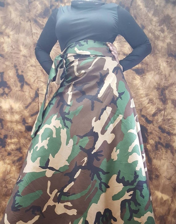 plus size camo maxi skirt