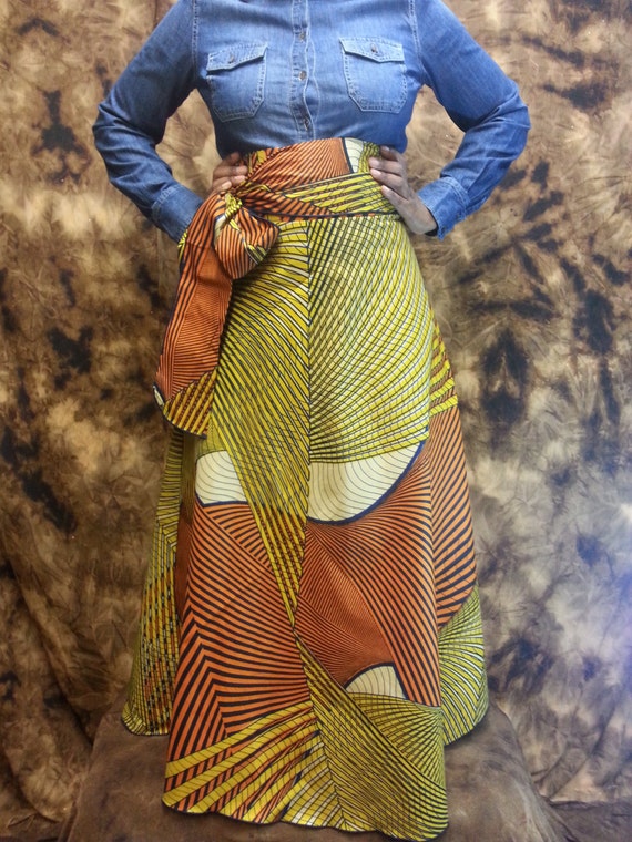 Items similar to SHOP AFRICAN Wax Print Maxi SKIRTS High Waist Wrap