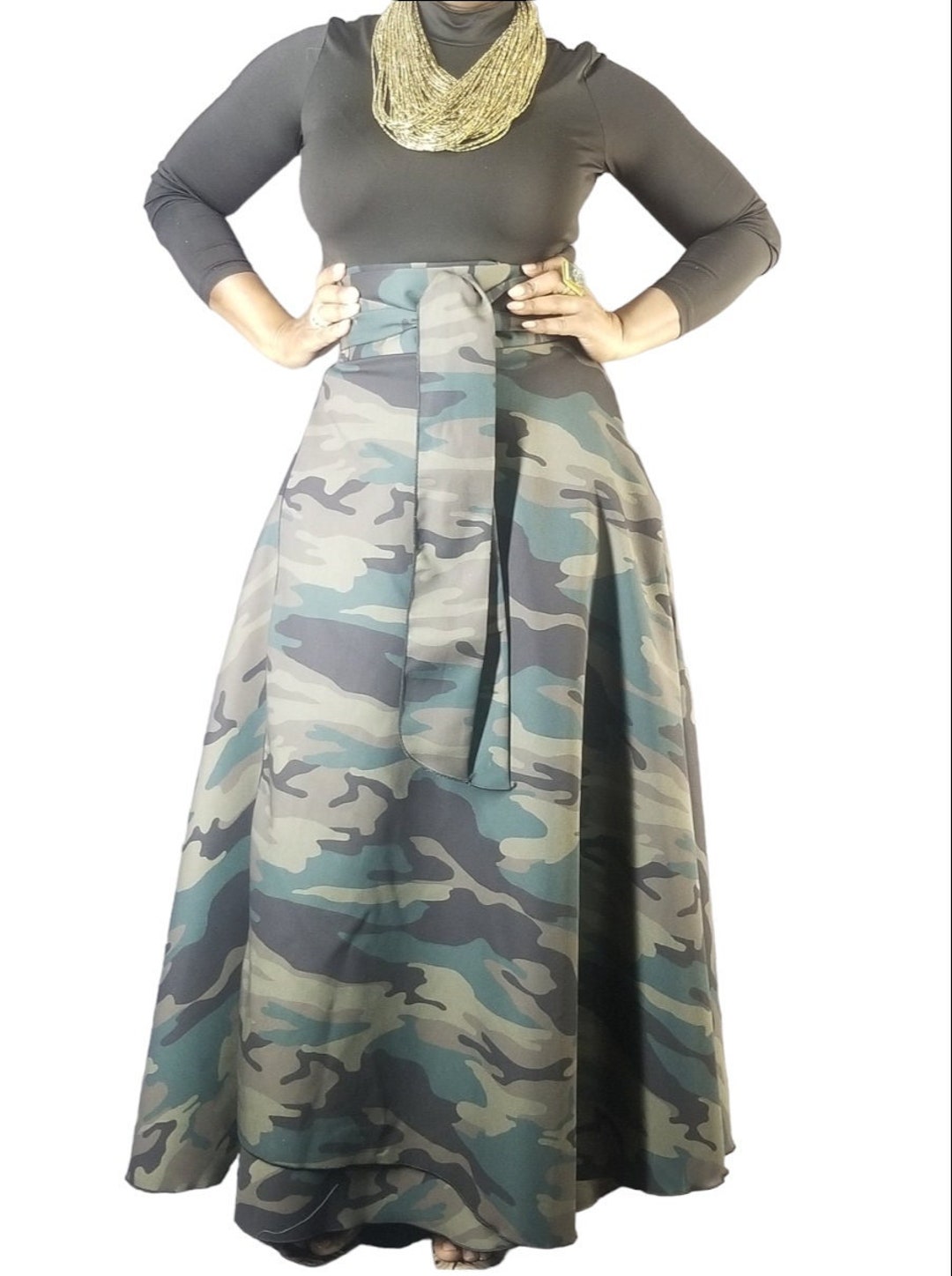 Designer Army Fatigue Maxi Wrap Skirt Etsy