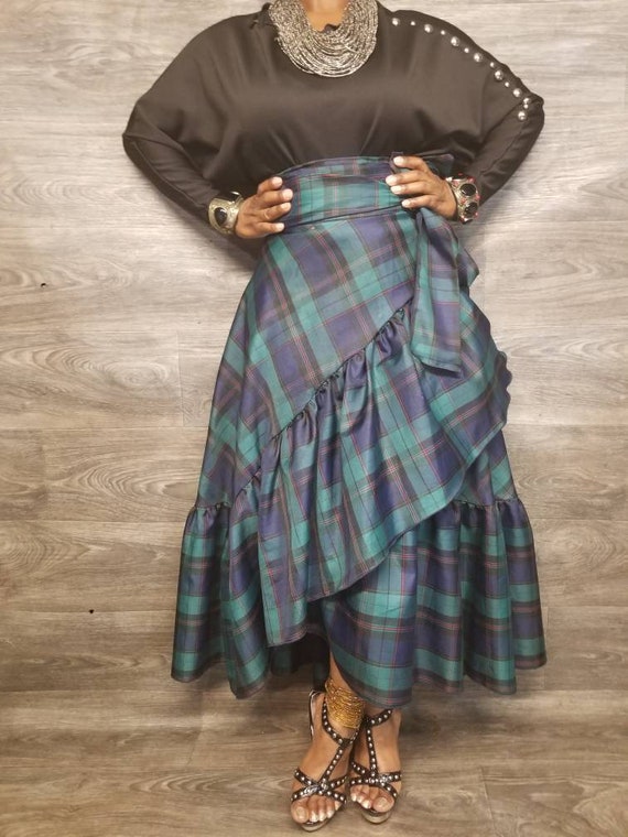 midi ruffle wrap skirt