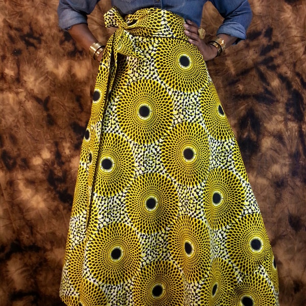 SHOP AFRICAN Wax Print Maxi SKIRTS High Waist Wrap Skirts.fits up to Size 14