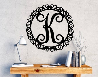 Monogram Wooden Door Hanger – Decorative Vine Letter, Wedding Gift