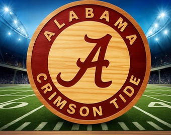 Alabama Crimson Tide Wooden Sign | Hand-Carved Yellow Pine Wall Art