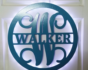 Custom Monogram LED Sign: 21.5 Inch Family Name Wall Decor, Wedding Housewarming Gift