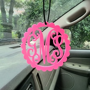 Car charm -Mirror Monogram - Monogram  Weddings -Dorm Room- Bridesmaids&#39; Gifts - Wedding shower - 3 letters Monogram-Mom Gift - Wedding