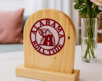 Alabama Crimson Tide Desk Sign | Elephant Logo Wooden Plaque