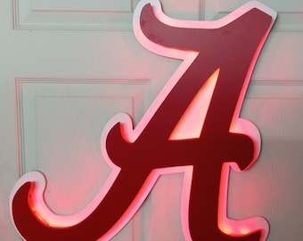 Alabama Crimson Tide LED Sign | Handmade Wall Decor