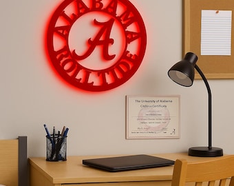 Alabama Football Officially Licensed  Roll Tide LED Sign, Color Changing Man Cave Decor  Gift