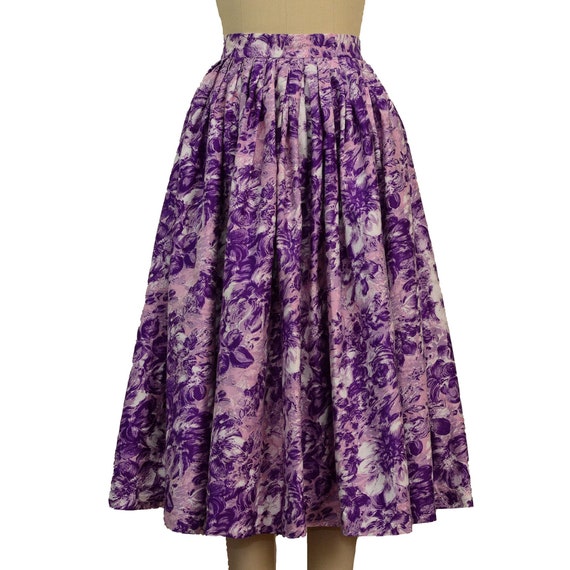 PURPLE DIRNDL SKIRT xs 1950s vintage Lavender whi… - image 1