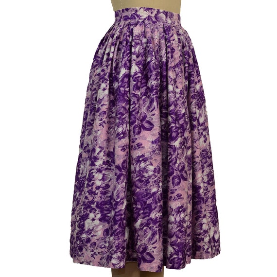 PURPLE DIRNDL SKIRT xs 1950s vintage Lavender whi… - image 3